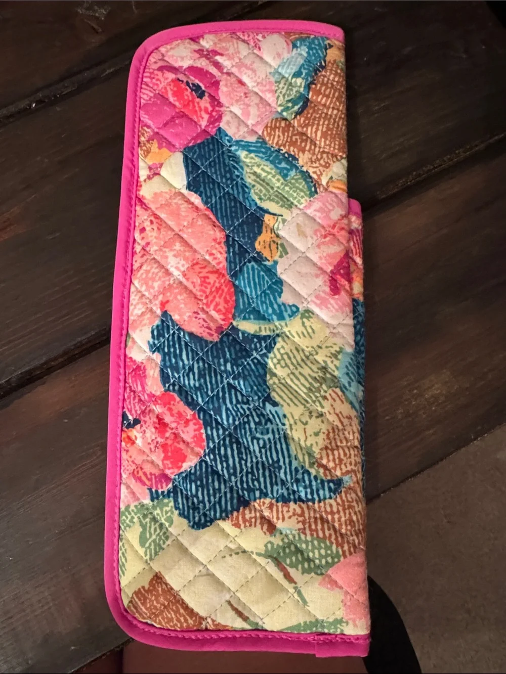 Vera Bradley Pink Trim Multicolor Floral Quilted Eyeglass Case